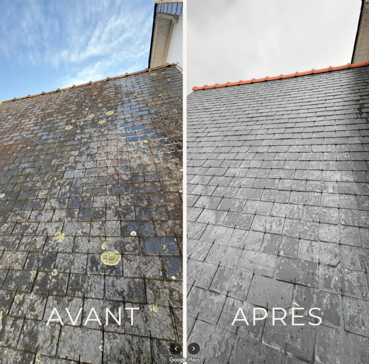 Nettoyage ardoises — Avant / Après