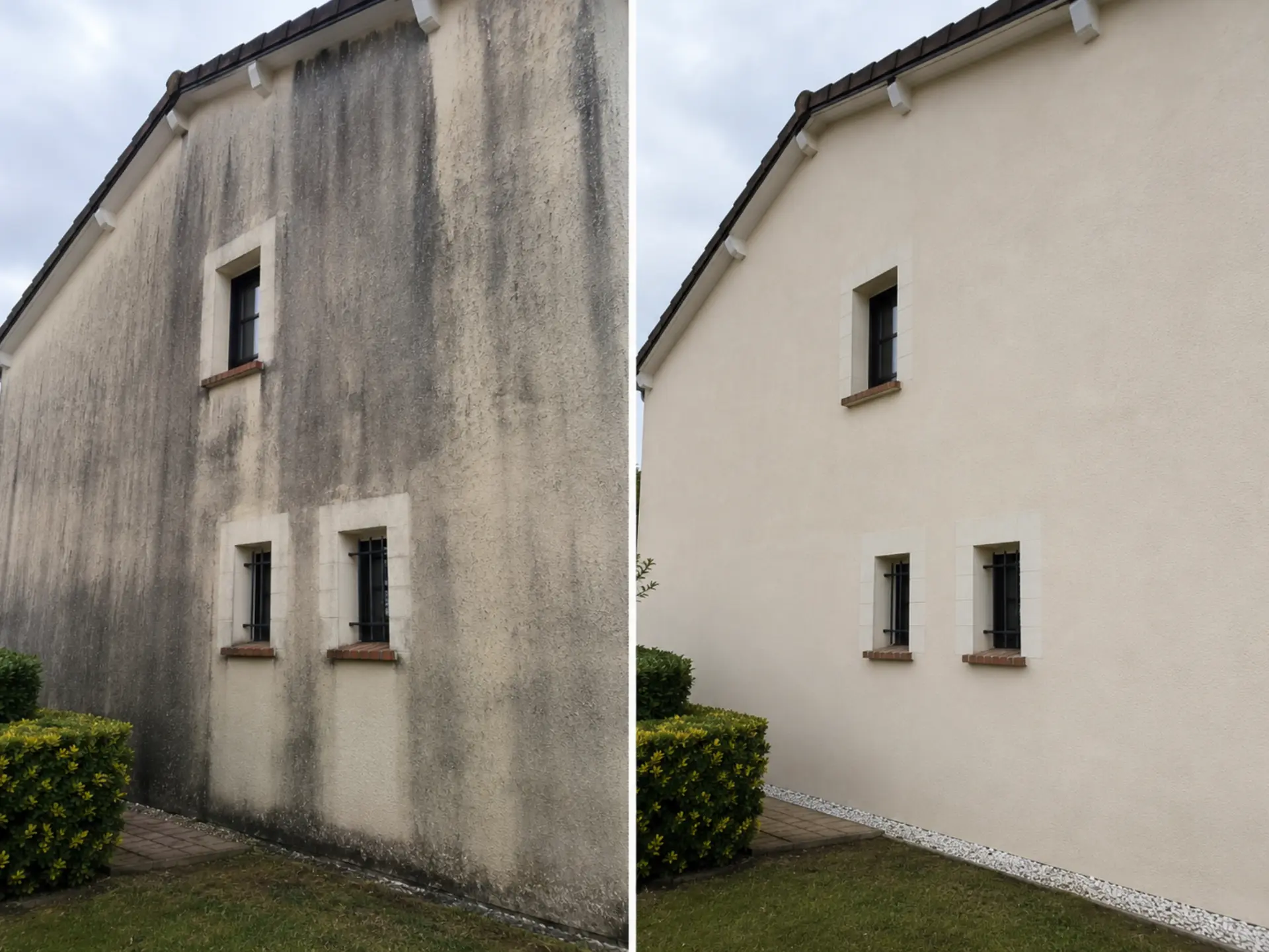 Façade de maison à Saint-Herblain nettoyée par Éco Toit Vapeur